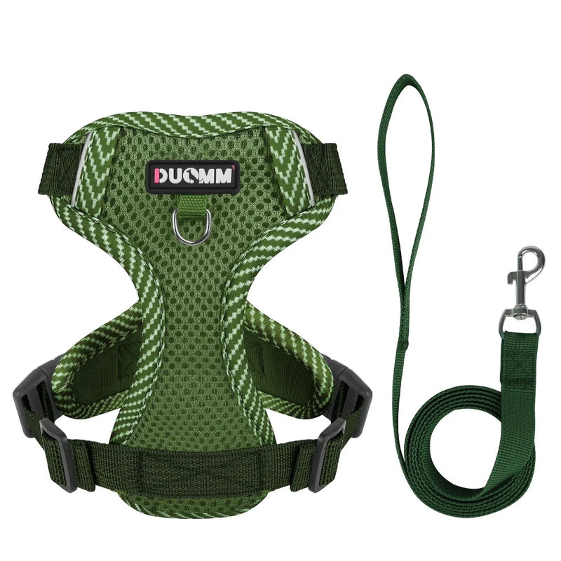 Conjunto Peitoral + Coleira Respirável para Cães e Gatos