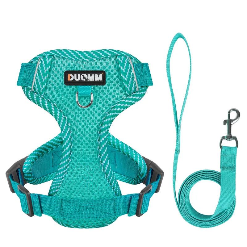 Conjunto Peitoral + Coleira Respirável para Cães e Gatos