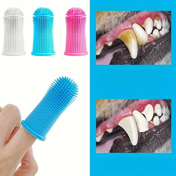 Escova Dental Suave em Silicone para Pets