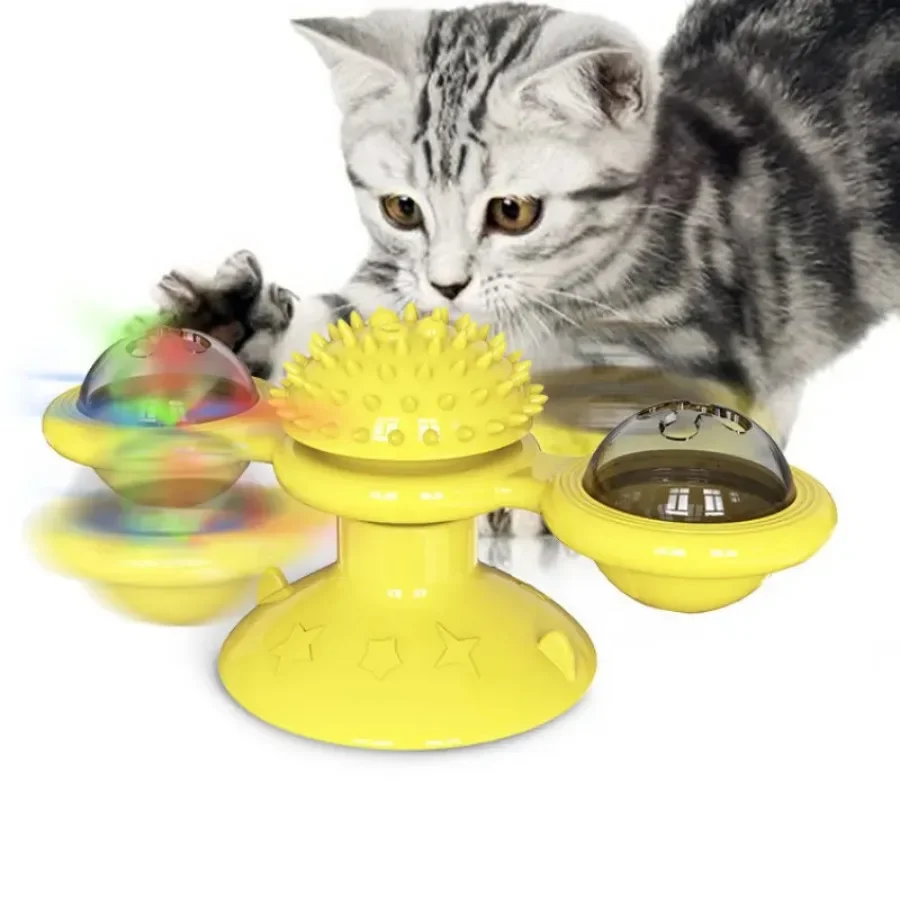 Moinho de vento giratório para gatos, brinquedo interativo para animais de esti